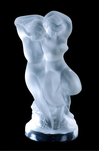 Lalique Crystal Faune With Nude Paperweight