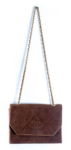 Vintage Chanel Brown Suede Flap Bag