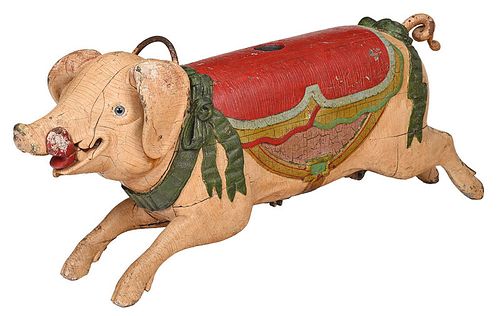 Bayol Carved and Polychrome Carousel Pig