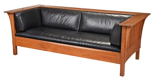 Modern Stickley Arts and Crafts Style Cherry Sofa
