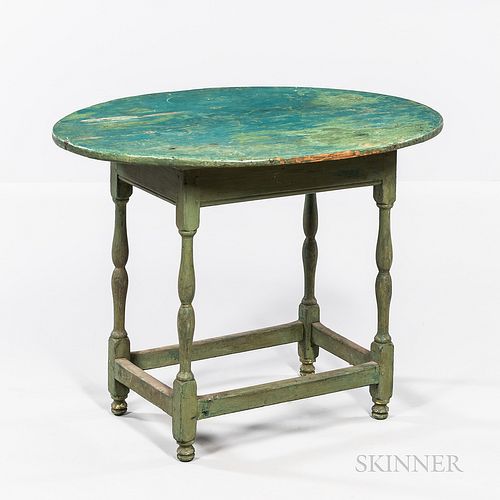 Green/blue-painted Oval-top Tea Table
