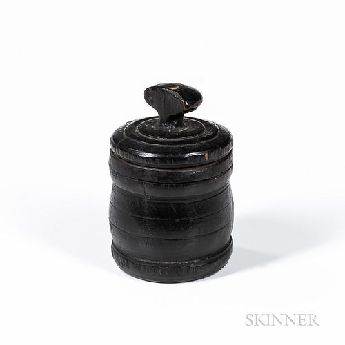 Turned and Black-painted Treen Covered Box