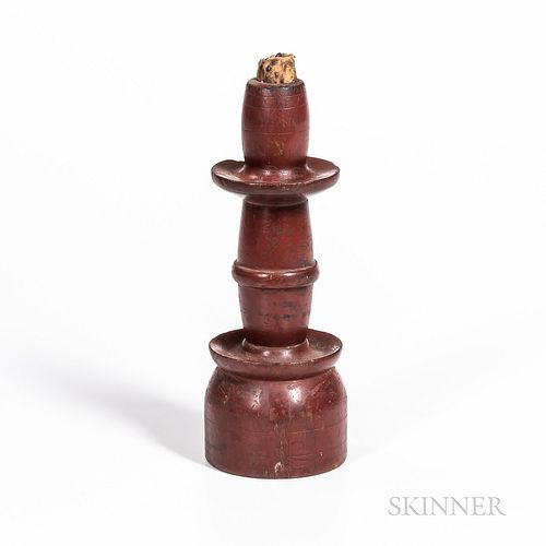 Turned and Red-painted Candlestick