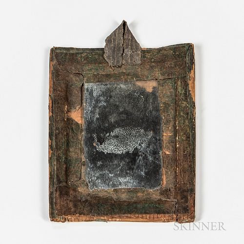 Early Wood and Embossed Paper Mirror