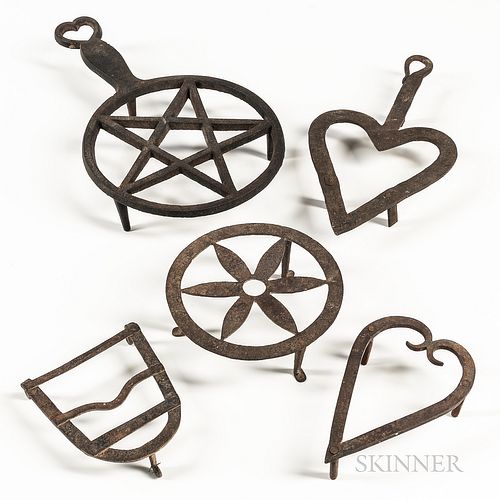 Five Cast and Wrought Iron Trivets
