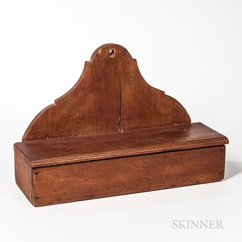 Red-painted Pine Lidded Wall Box