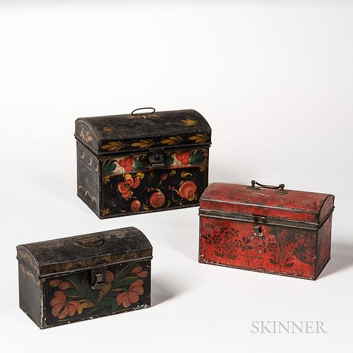 Three Paint-decorated Tin Boxes