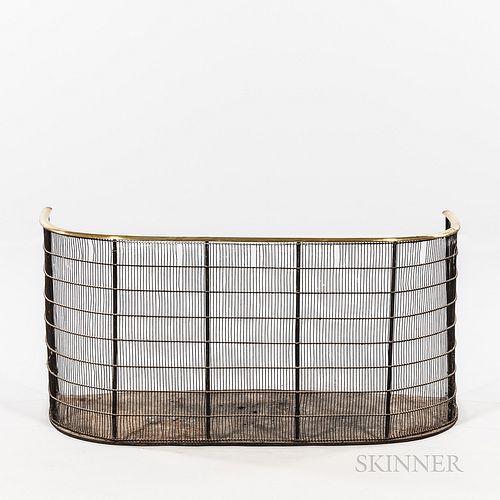 Brass and Iron Wirework Fire Screen