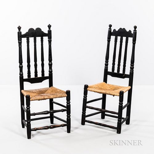 Two Black-painted Bannister-back Side Chairs