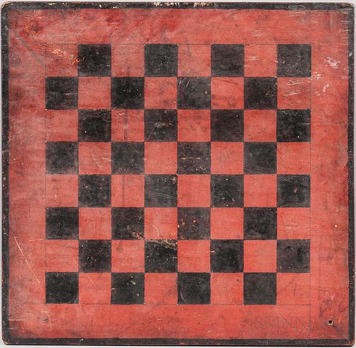 Black and Salmon-painted Checkerboard