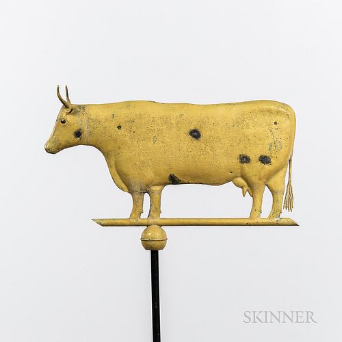 Yellow-painted Molded Copper and Cast Zinc Cow Weathervane