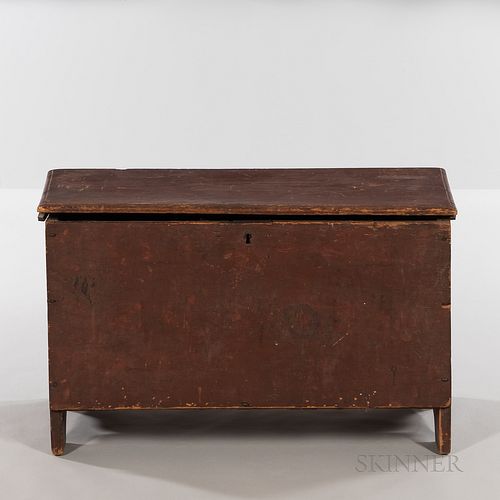 Early Small Red-painted Six-board Chest