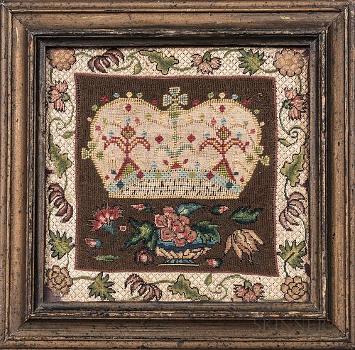 Early Needlework Picture of a Crown