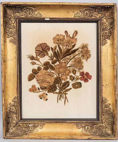 Needlework and Applique Fabric Floral Picture