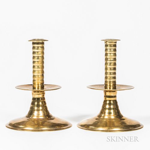 Pair of Early Trumpet-base Candlesticks