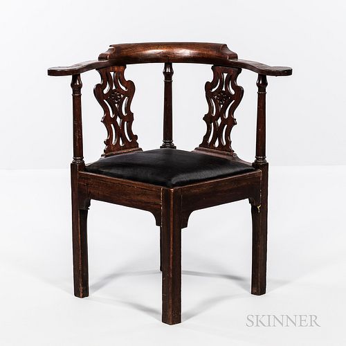 Chippendale Walnut Roundabout Chair