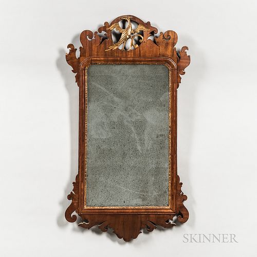 Chippendale Walnut Veneer and Parcel-gilt Mirror