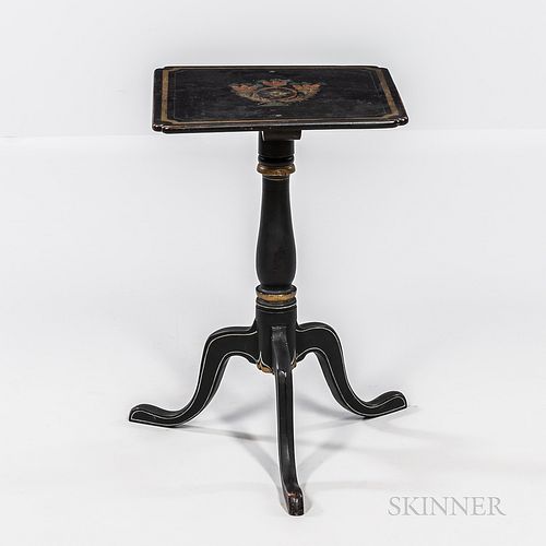 Black-painted and Paint-decorated Candlestand
