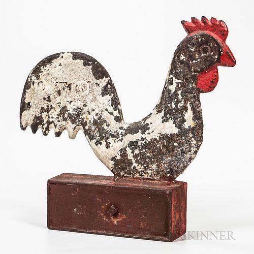 Paint-decorated Cast Iron Rooster Windmill Weight