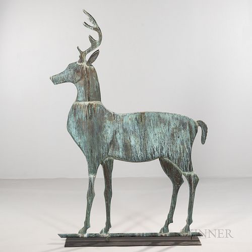 Large Molded Copper Stag Weathervane