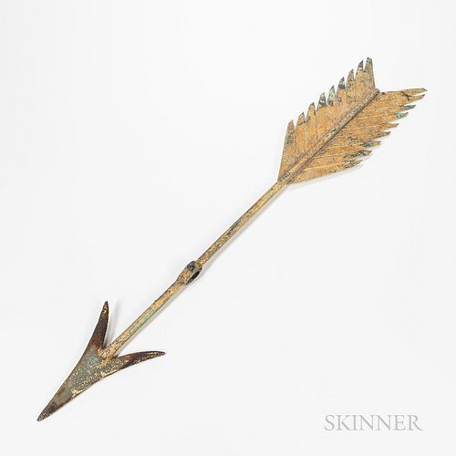 Molded Copper and Cast Iron Arrow Weathervane