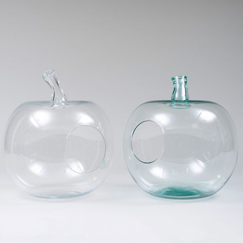 Two Glass Apple Form Terrariums