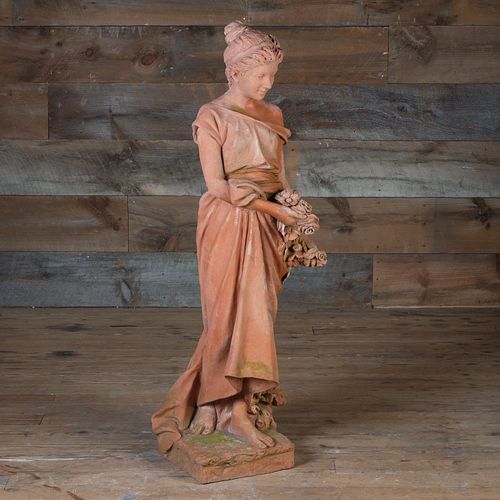 Italian Terracotta Figure of Primavera, signed M.I.T.A.L, Impruneta