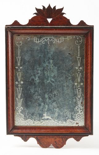 Fine Early Decorated 19th C Folk Art Mirror