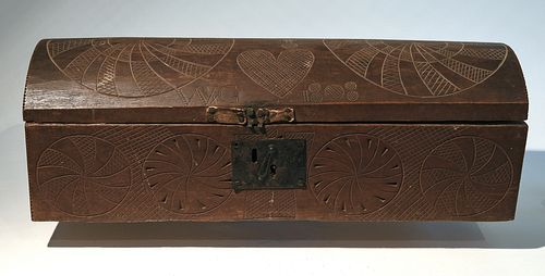 Important carved Dome Topped Box Dated 1808