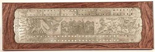 Fine Engraved Cribbage Board with Boxers