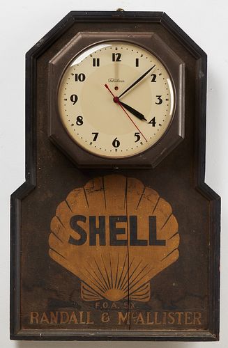 Shell Advertising Telechron Clock Sign