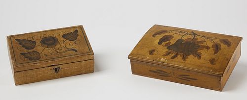 Two related Paint-Decorated Boxes