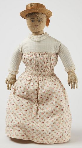 White Cloth Doll with Caloco Dress