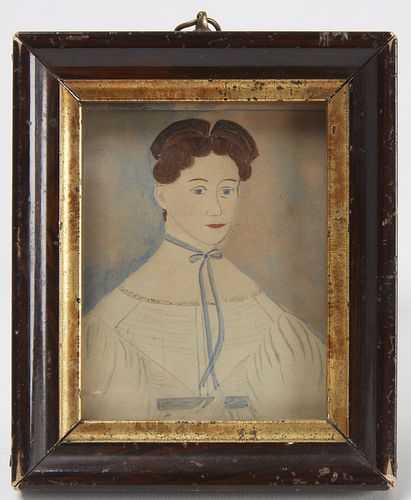 Miniature Portrait of a Lady with Blue Ribbon