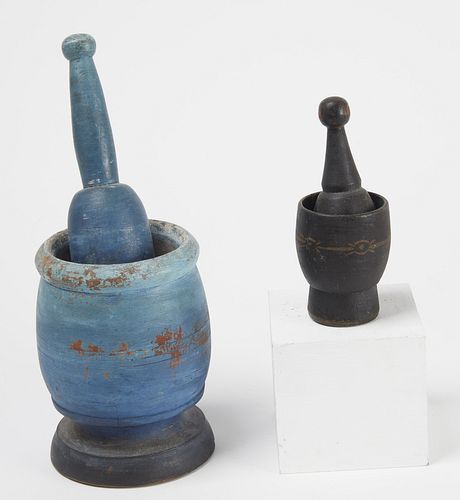Two Painted Mortar and Pestles