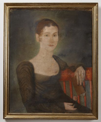 Pastel Portrait of a Lady in a Red Chair