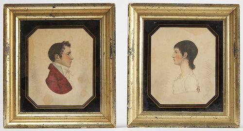 Pair of Early Watercolor Portraits
