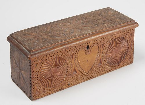Carved Box with Heart & Pinwheels - Sing Sing 1844