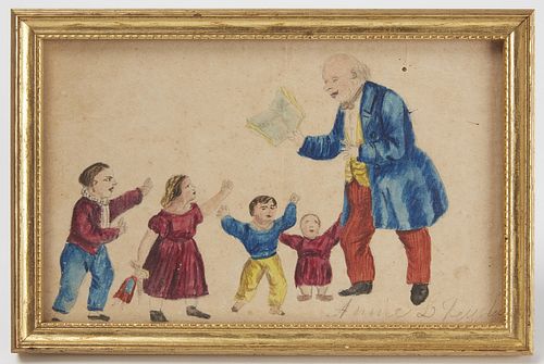 Pin-prick - Watercolor of Children and Teacher
