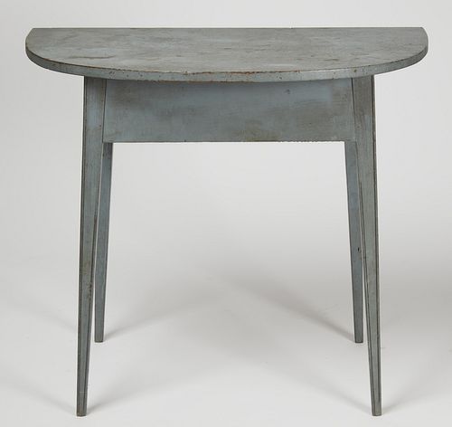 Demi-Lune Table with Blue Paint