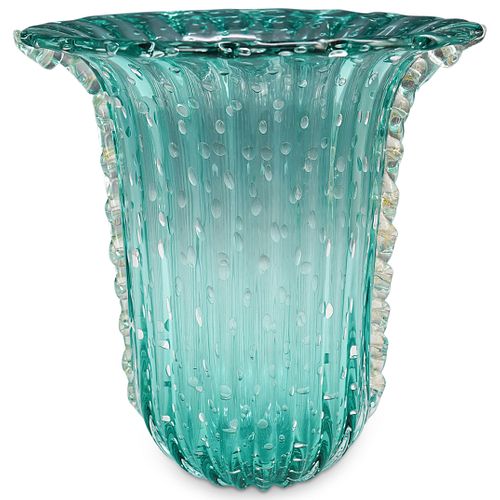 "Toso" Murano Green Glass Vase