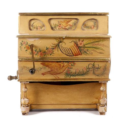 Faventia Mini Barrel Piano, Floral & Bird Motif