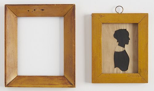 Two Miniature Portrait Frames in Yellow Paint
