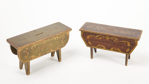 Pair of Decorated Bank Stools
