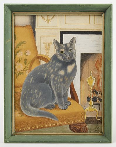 Folk Art Portrait of a Cat