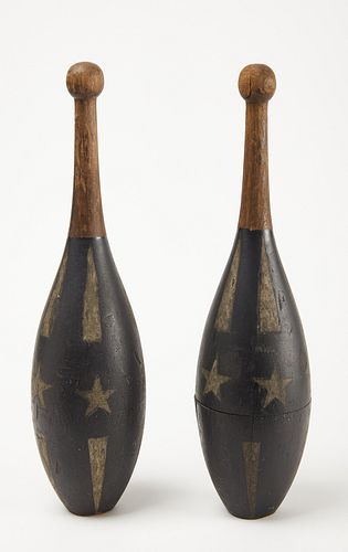 Pair of Painted Indian Clubs