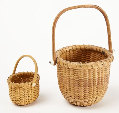 Two Miniature Nantucket Baskets