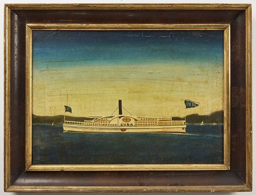 Folk Art Painting of American Steamship Cuba