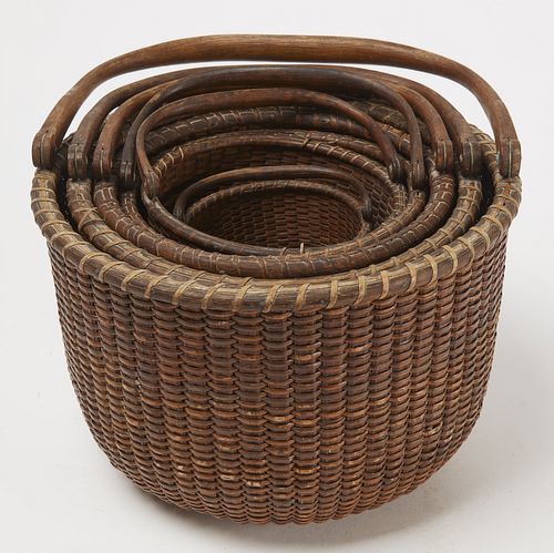 Rare Nest of 6 Early Nantucket Baskets