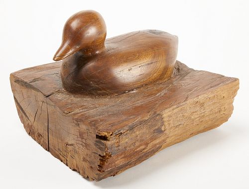 Carved Duck from Wood Slab